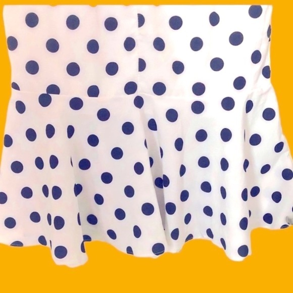 Polka dots mermaid ruffle dress size S/M petite Pretty Woman drop-waist peplum - Picture 2 of 15